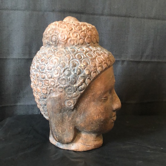 Buddha meditating: outstanding terra cotta pottery head highly detailed VTG - Picture 5 of 7